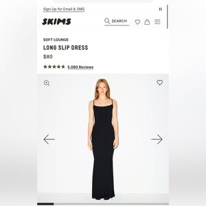 SKIMS Black Long Slip Dress XS